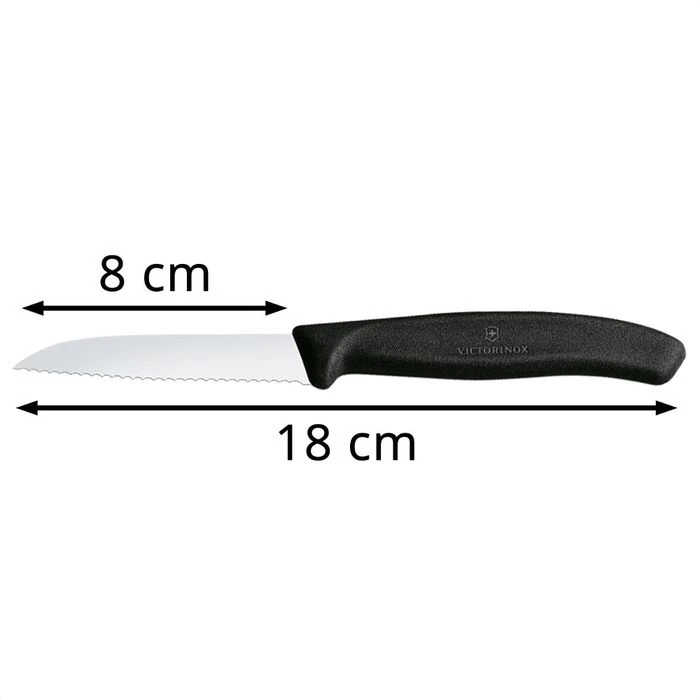 Victorinox Gemüsemesser Swiss Classic 6.7433, Schwarz, Edelstahl, Klinge 8cm Wellenschliff 4 Victorinox Gemüsemesser Swiss Classic 6.7433, Schwarz, Edelstahl, Klinge 8cm Wellenschliff – Bild 2