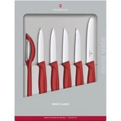 Victorinox Gemüsemesser Swiss Classic 6.7111.6G, Rot, Edelstahl, Set 6-teilig