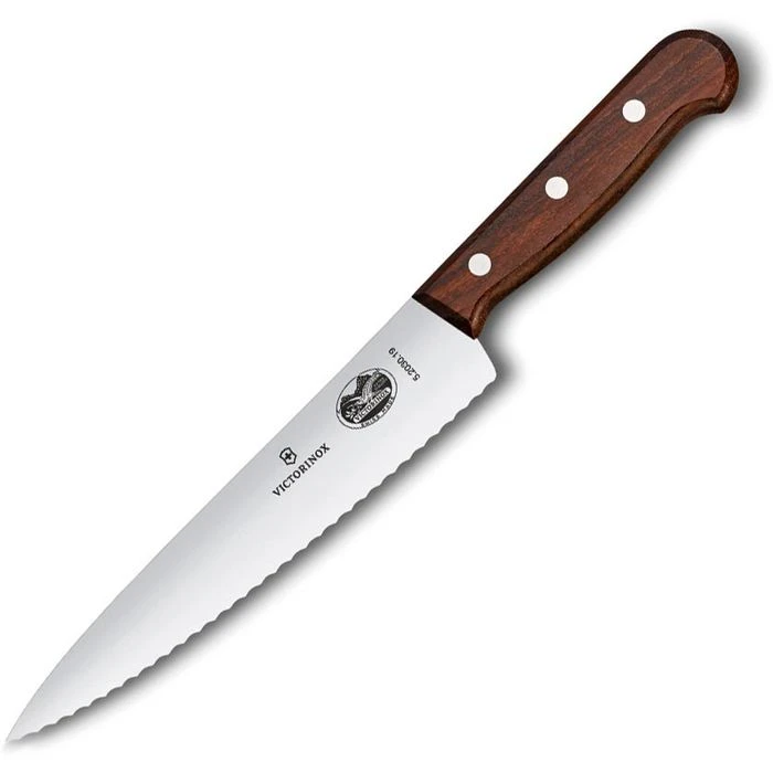 Victorinox Tranchiermesser Wood 5.2030.19, Officemesser, 19cm Klinge Wellenschliff, Holzgriff 3 Victorinox Tranchiermesser Wood 5.2030.19, Officemesser, 19cm Klinge Wellenschliff, Holzgriff