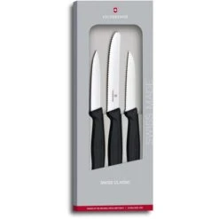 Victorinox Gemüsemesser Swiss Classic 6.7113.3G, Schwarz, Edelstahl, Set 3-teilig