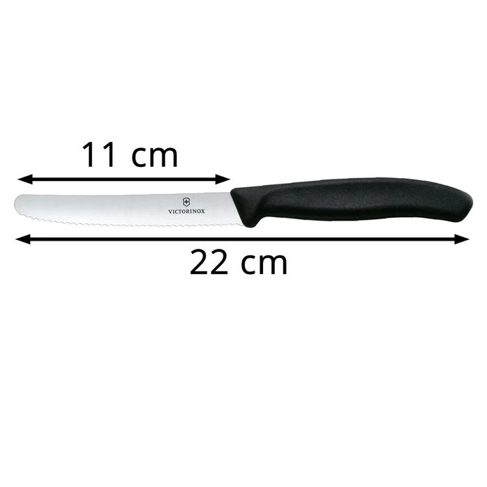 Victorinox Gemüsemesser Swiss Classic 6.7833, Tomatenmesser, Schwarz, Klinge 11cm Wellenschliff 4 Victorinox Gemüsemesser Swiss Classic 6.7833, Tomatenmesser, Schwarz, Klinge 11cm Wellenschliff – Bild 2