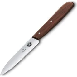 Victorinox Gemüsemesser Wood 5.0730, Holzgriff Braun, Klinge 10cm Wellenschliff