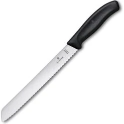 Victorinox Brotmesser Swiss Classic 6.8633.21B, 21cm Klinge, Edelstahl, Schwarz, Wellenschliff