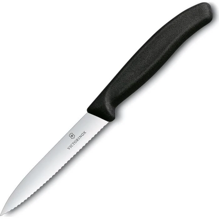 Victorinox Gemüsemesser Swiss Classic 6.7733, Schwarz, Edelstahl, Klinge 10cm Wellenschliff 3 Victorinox Gemüsemesser Swiss Classic 6.7733, Schwarz, Edelstahl, Klinge 10cm Wellenschliff