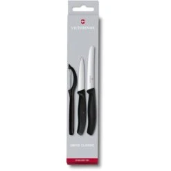 Victorinox Gemüsemesser Swiss Classic 6.7113.31, Schwarz, Edelstahl, Set 3-teilig