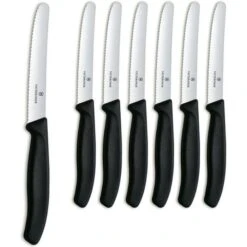 Victorinox Gemüsemesser Swiss Classic 6.7833.6 Set, Tomatenmesser Schwarz, 11cm Wellenschliff, 6 Stück