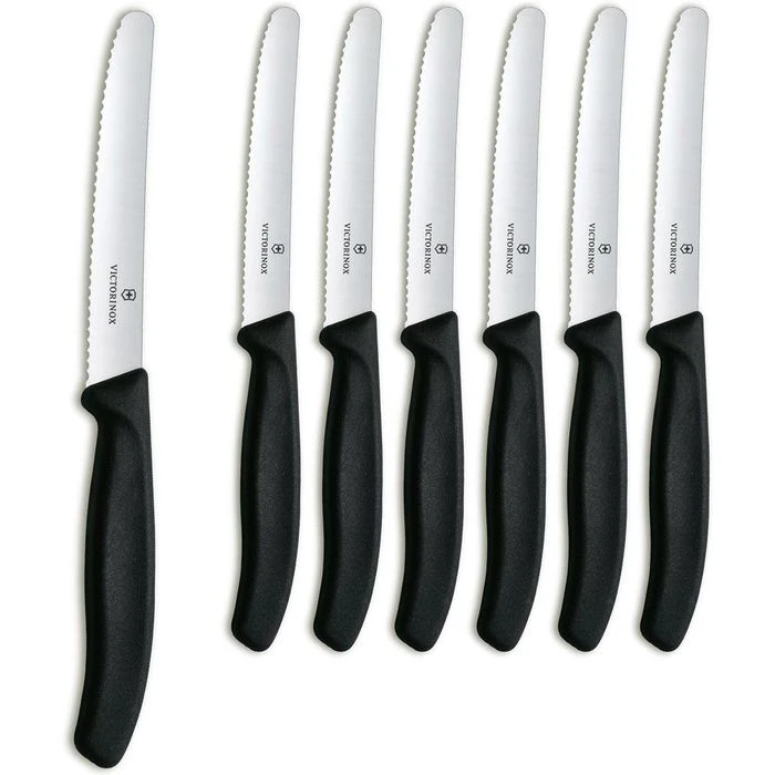 Victorinox Gemüsemesser Swiss Classic 6.7833.6 Set, Tomatenmesser Schwarz, 11cm Wellenschliff, 6 Stück 3 Victorinox Gemüsemesser Swiss Classic 6.7833.6 Set, Tomatenmesser Schwarz, 11cm Wellenschliff, 6 Stück