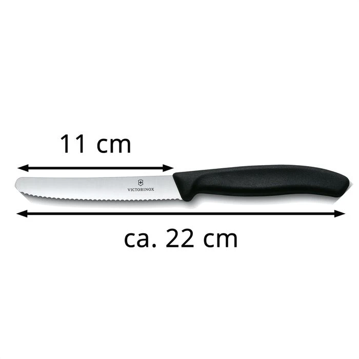 Victorinox Gemüsemesser Swiss Classic 6.7833.6 Set, Tomatenmesser Schwarz, 11cm Wellenschliff, 6 Stück 4 Victorinox Gemüsemesser Swiss Classic 6.7833.6 Set, Tomatenmesser Schwarz, 11cm Wellenschliff, 6 Stück – Bild 2